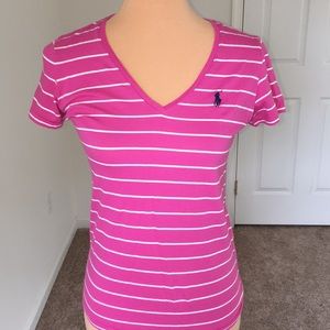 Ralph Lauren sport small pink and white stripe